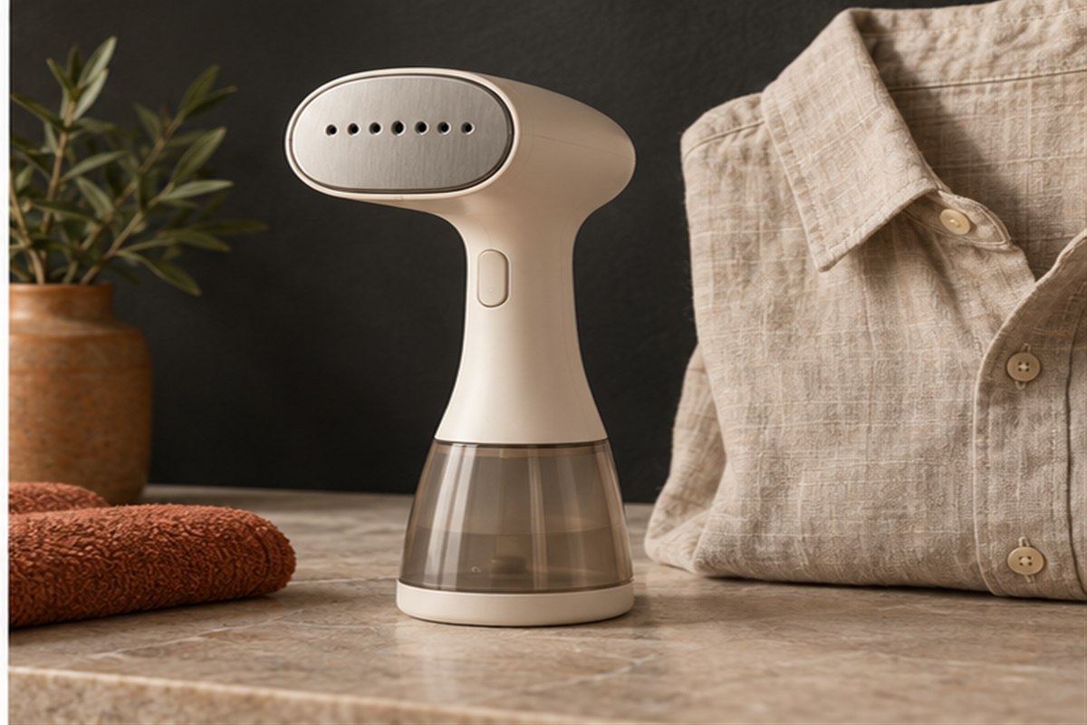 A Garment Steamer in a practical real-world setting
